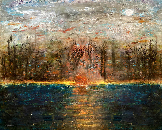full moon at sunrise 24x30
